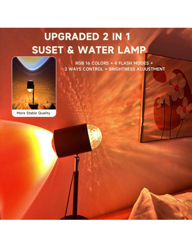 Lámpara Proyector de Luz de Atardecer Guermok 2-en-1 USB