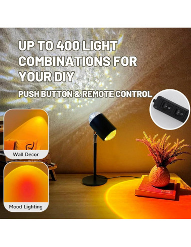 Lámpara Proyector de Luz de Atardecer Guermok 2-en-1 USB