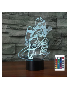 Lámpara de Mesa Táctil 3D Bomberos LED Control Remoto 16 Colores