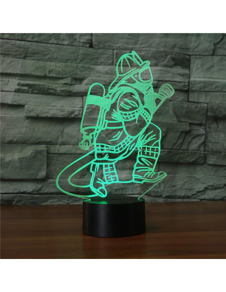 Lámpara de Mesa Táctil 3D Bomberos LED Control Remoto 16 Colores