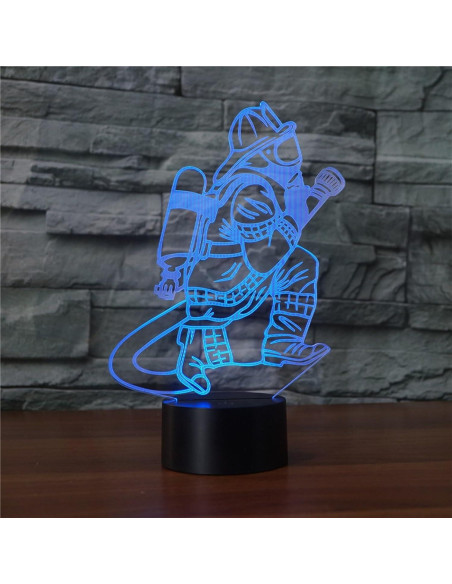 Lámpara de Mesa Táctil 3D Bomberos LED Control Remoto 16 Colores