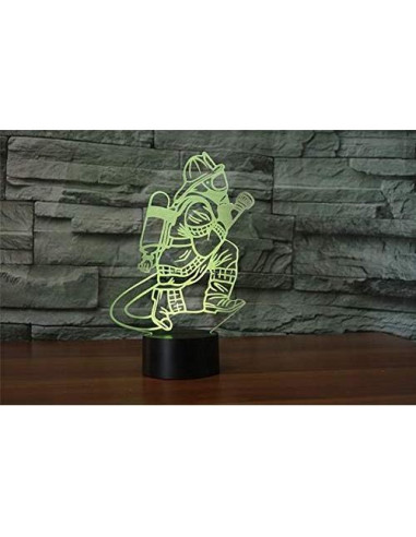 Lámpara de Mesa Táctil 3D Bomberos LED Control Remoto 16 Colores