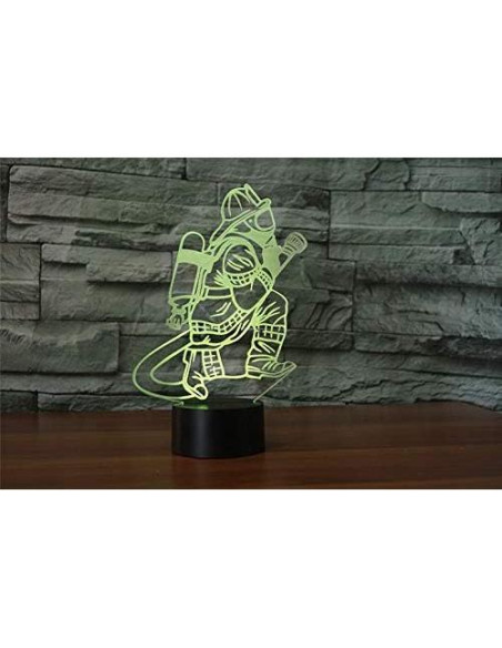 Lámpara de Mesa Táctil 3D Bomberos LED Control Remoto 16 Colores