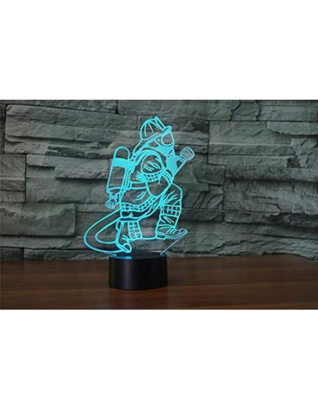 Lámpara de Mesa Táctil 3D Bomberos LED Control Remoto 16 Colores