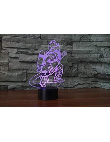 Lámpara de Mesa Táctil 3D Bomberos LED Control Remoto 16 Colores