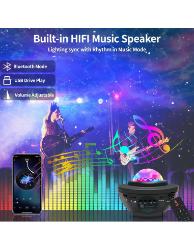 Proyector de Luz Galáctica Easeking con Altavoz Bluetooth 11.9cm