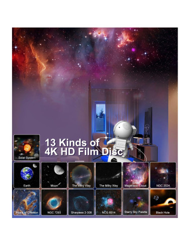 Proyector Galáctico Yiliaw Astronauta 13 en 1 Luz Nocturna