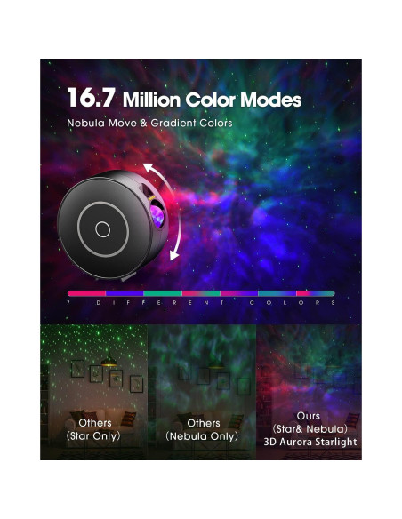 Proyector de Estrellas Smart Voionshen, LED 16.26cm, Control App