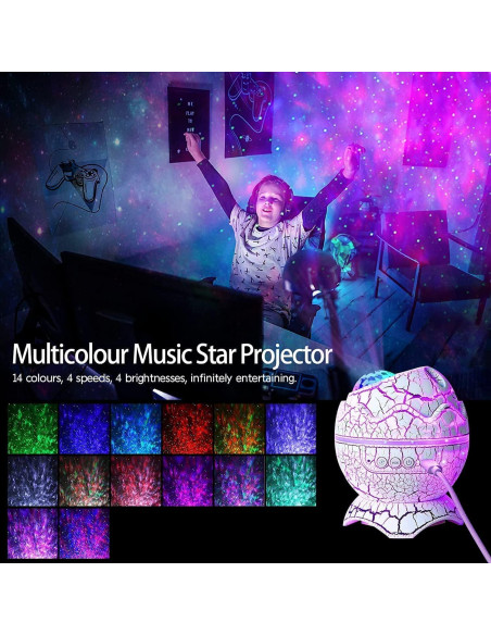 Proyector de Estrellas Huevo de Dinosaurio ZHONGSHAN 16cm Luz Nocturna