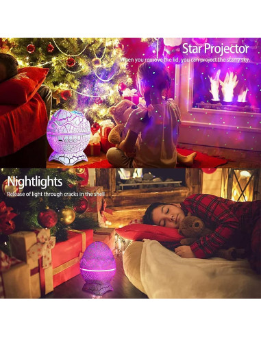 Proyector de Estrellas Huevo de Dinosaurio ZHONGSHAN 16cm Luz Nocturna