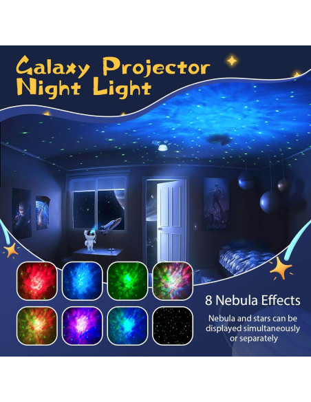 Proyector Galáctico Astronauta Lonvis - Luz Nocturna 8 Efectos