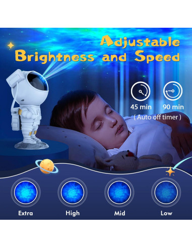 Proyector Galáctico Astronauta Lonvis - Luz Nocturna 8 Efectos