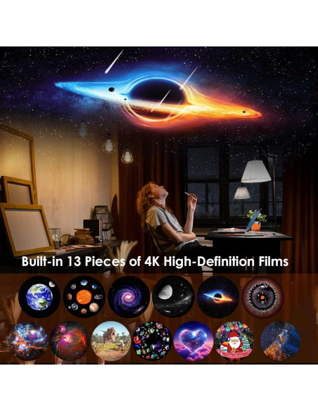 Proyector Galaxy 4K HD para Dormitorio - Luz Nocturna Estrellada