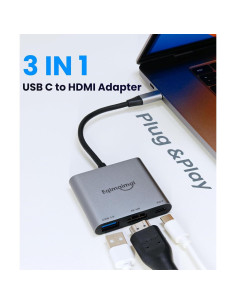 Adaptador HDMI a USB C 4K 60Hz EQIMAIMAI con 100W PD 2