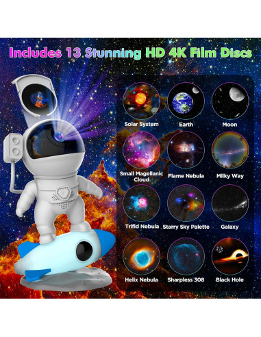 Proyector de Galaxia Astronauta Xeefeel 12 en 1 HD