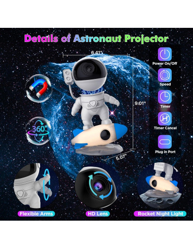 Proyector de Galaxia Astronauta Xeefeel 12 en 1 HD