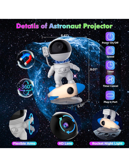 Proyector de Galaxia Astronauta Xeefeel 12 en 1 HD