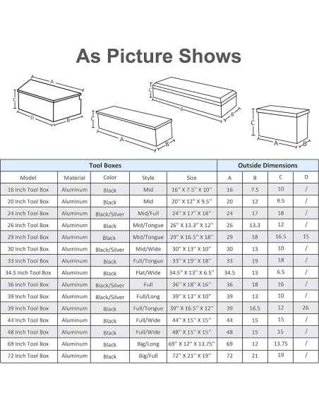 Caja de herramientas de aluminio FGJQEFG 88 cm negra con cerradura