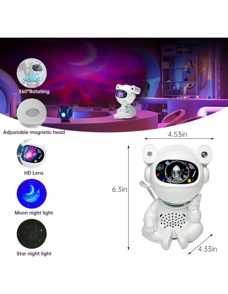 Proyector Galáctico Astronauta Okdunlakp Luz Nocturna LED