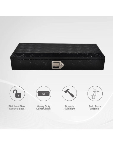Caja de herramientas de aluminio FGJQEFG 88 cm negra con cerradura