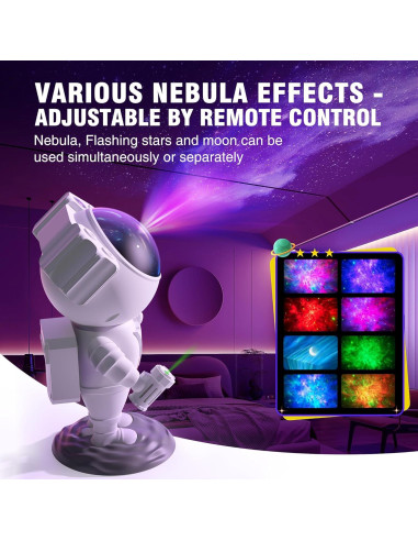 Proyector de Estrellas CaalLogt Astronauta LED con Control Remoto