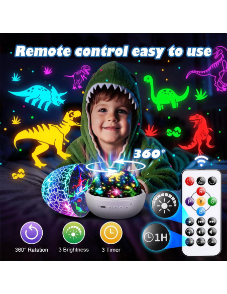 Proyector de Luz Nocturna Dinosaurio PIKOY 31 Colores 3 Películas