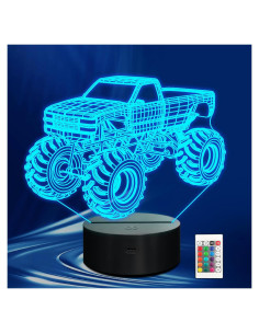 Luz Nocturna 3D Camión Monstruo CoolGift Mart con Control Remoto