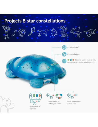 Proyector de Estrellas Cloud b Tortuga Azul 3 Colores 8 Constelaciones