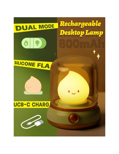 Luz Nocturna Recargable BANDIANCY Verde Vintage 10x10cm