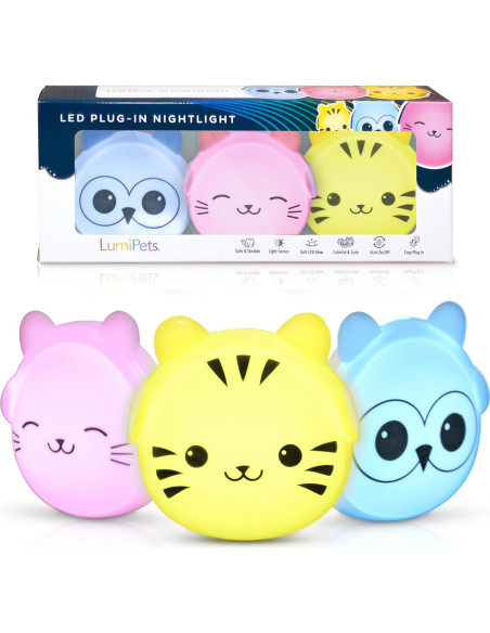 Luz Nocturna LED Enchufada Lumipets - Paquete de 3, Sensor Automático Luz Nocturna LED Enchufada Lumipets - Paquete de 3, Sensor Automático
