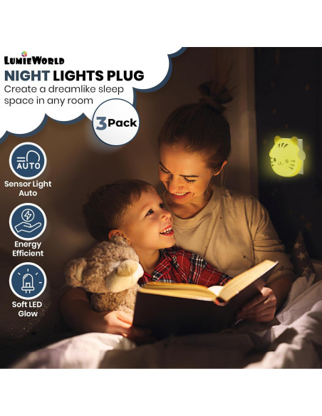 Luz Nocturna LED Enchufada Lumipets - Paquete de 3, Sensor Automático Luz Nocturna LED Enchufada Lumipets - Paquete de 3, Sensor Automático