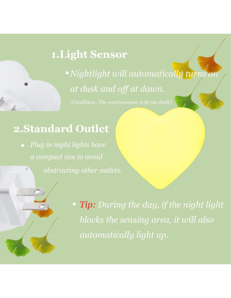 Luz Nocturna Corazón Etigood Rosa con Sensor Automático