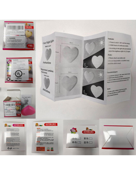 Luz Nocturna Corazón Etigood Rosa con Sensor Automático