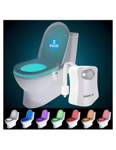Luz Nocturna LED ZEZHOU para Inodoro 2 Paquete, 8 Colores