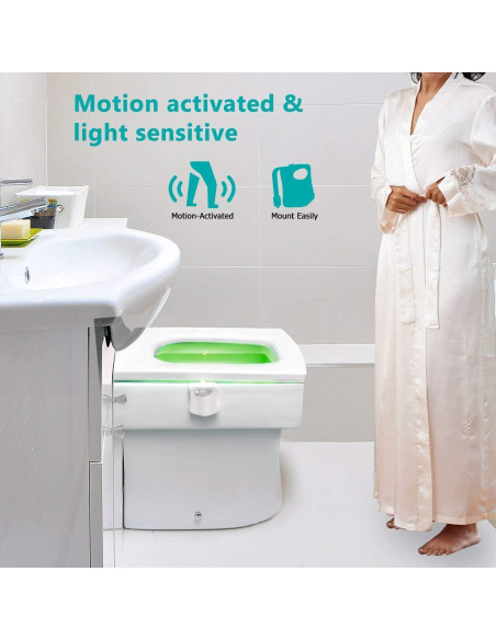 Luz Nocturna LED ZEZHOU para Inodoro 2 Paquete, 8 Colores