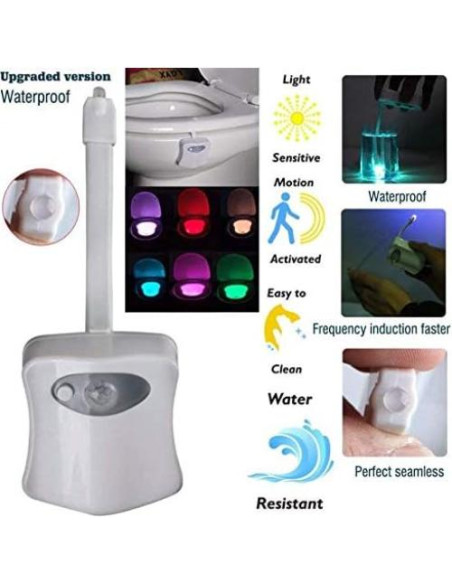 Luz Nocturna LED ZEZHOU para Inodoro 2 Paquete, 8 Colores