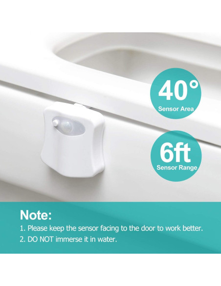 Luz Nocturna LED ZEZHOU para Inodoro 2 Paquete, 8 Colores