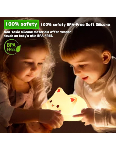 Luz Nocturna Kawaii Gato LOVERUIS 10cm Regulable con Temporizador