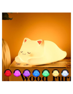 Luz Nocturna ZKLiLi Gato Kawaii Recargable 16 Colores