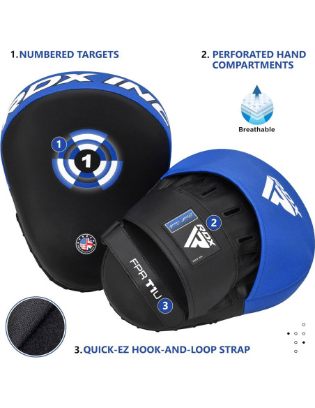 Guantes de Boxeo RDX T1 - Cuero Maya, Acolchados, Azul