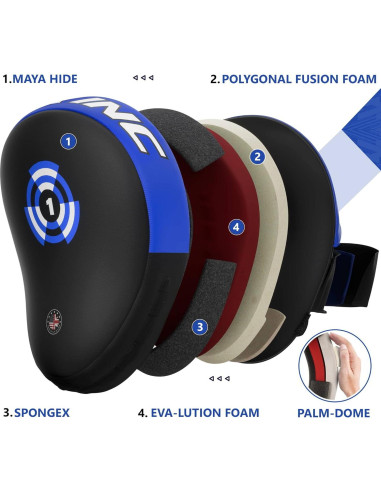 Guantes de Boxeo RDX T1 - Cuero Maya, Acolchados, Azul