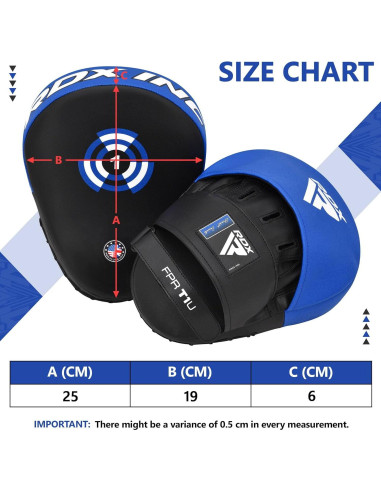 Guantes de Boxeo RDX T1 - Cuero Maya, Acolchados, Azul