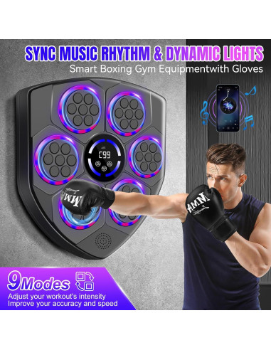 Máquina de Boxeo Musical YORWHIN con Guantes y Bluetooth