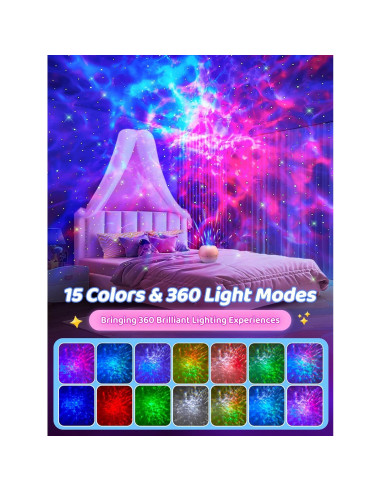 Proyector de Luz Galaxy TK.CO. WH-E14A 15 Colores y Bluetooth