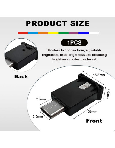 Luz Ambiental LED USB Tipo C Wevdn, Brillo Ajustable RGB