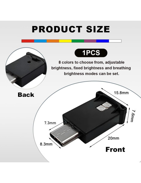 Luz Ambiental LED USB Tipo C Wevdn, Brillo Ajustable RGB