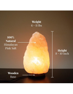 Lámpara de Sal del Himalaya POHS 20-25 cm Regulable con Madera 2