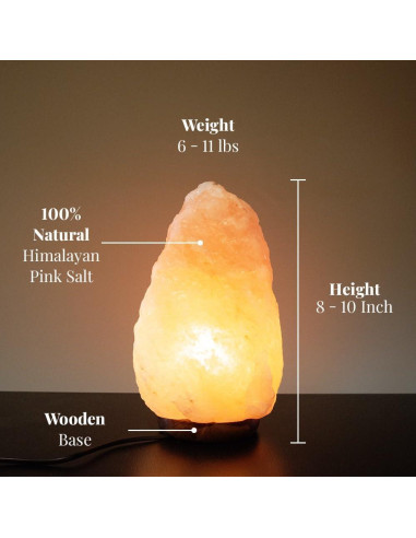 Lámpara de Sal del Himalaya POHS 20-25 cm Regulable con Madera