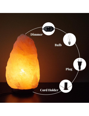 Lámpara de Sal del Himalaya POHS 20-25 cm Regulable con Madera