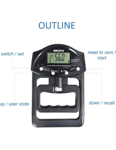 Dinamómetro Digital de Fuerza de Agarre GRIPX 90Kg Automático